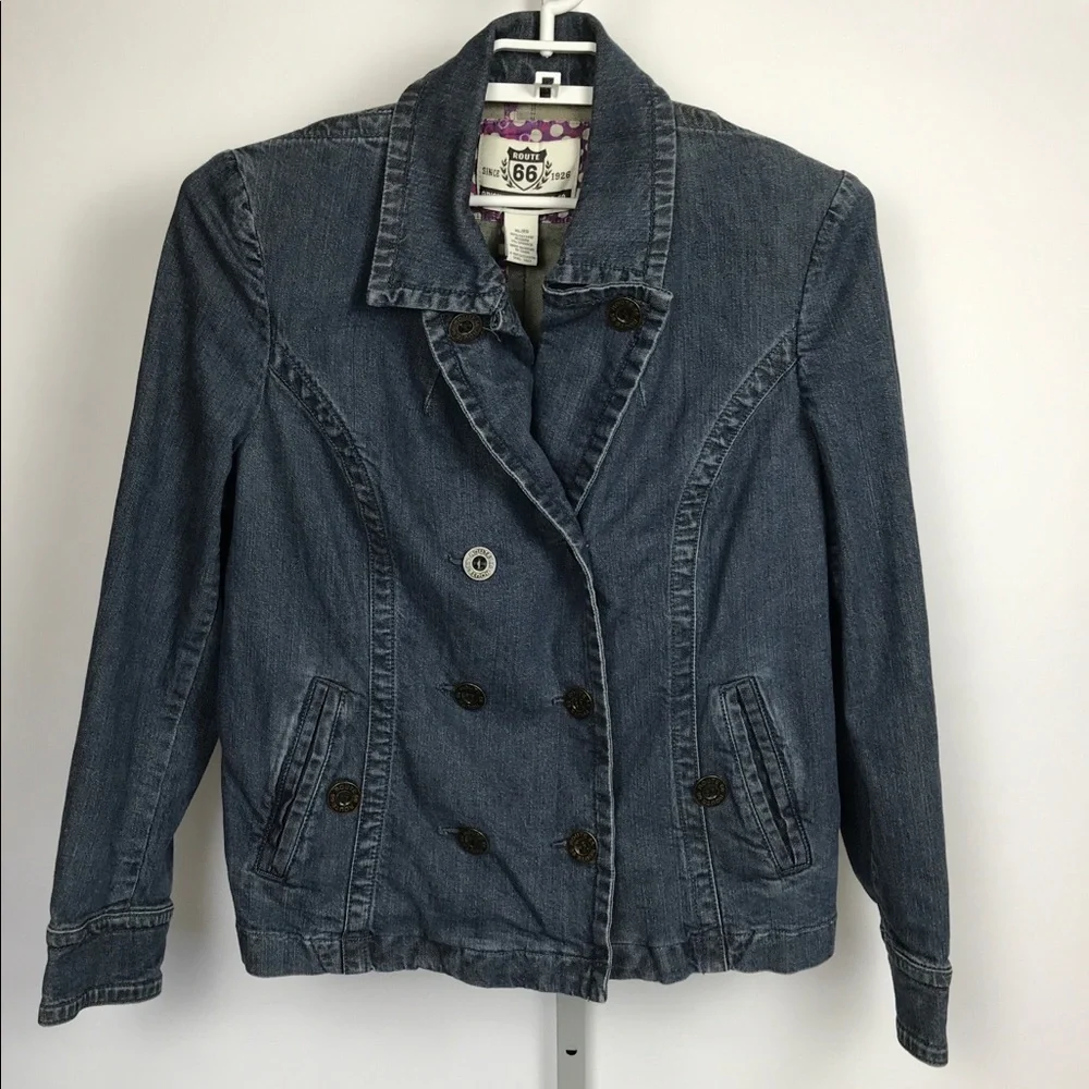 Route 66 Double‎ Breasted Blue Jean Jacket